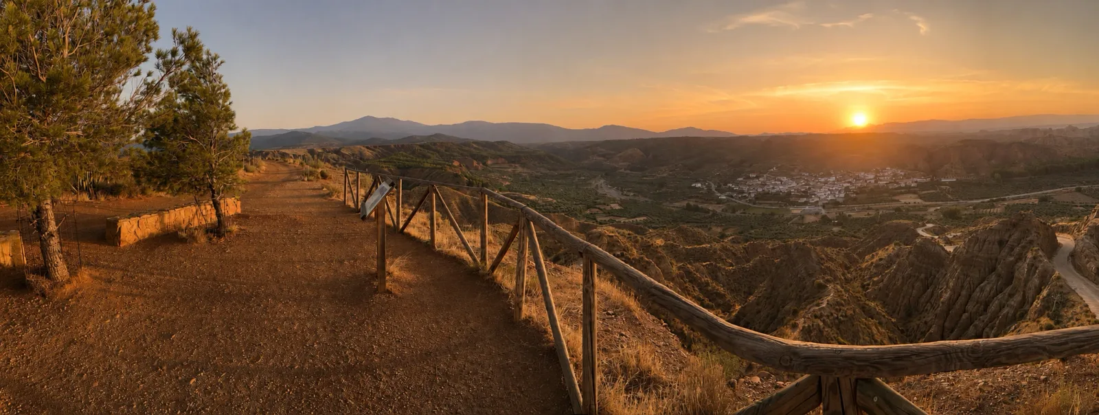 Panorámica dorada del Fin del Mundo sobre Beas