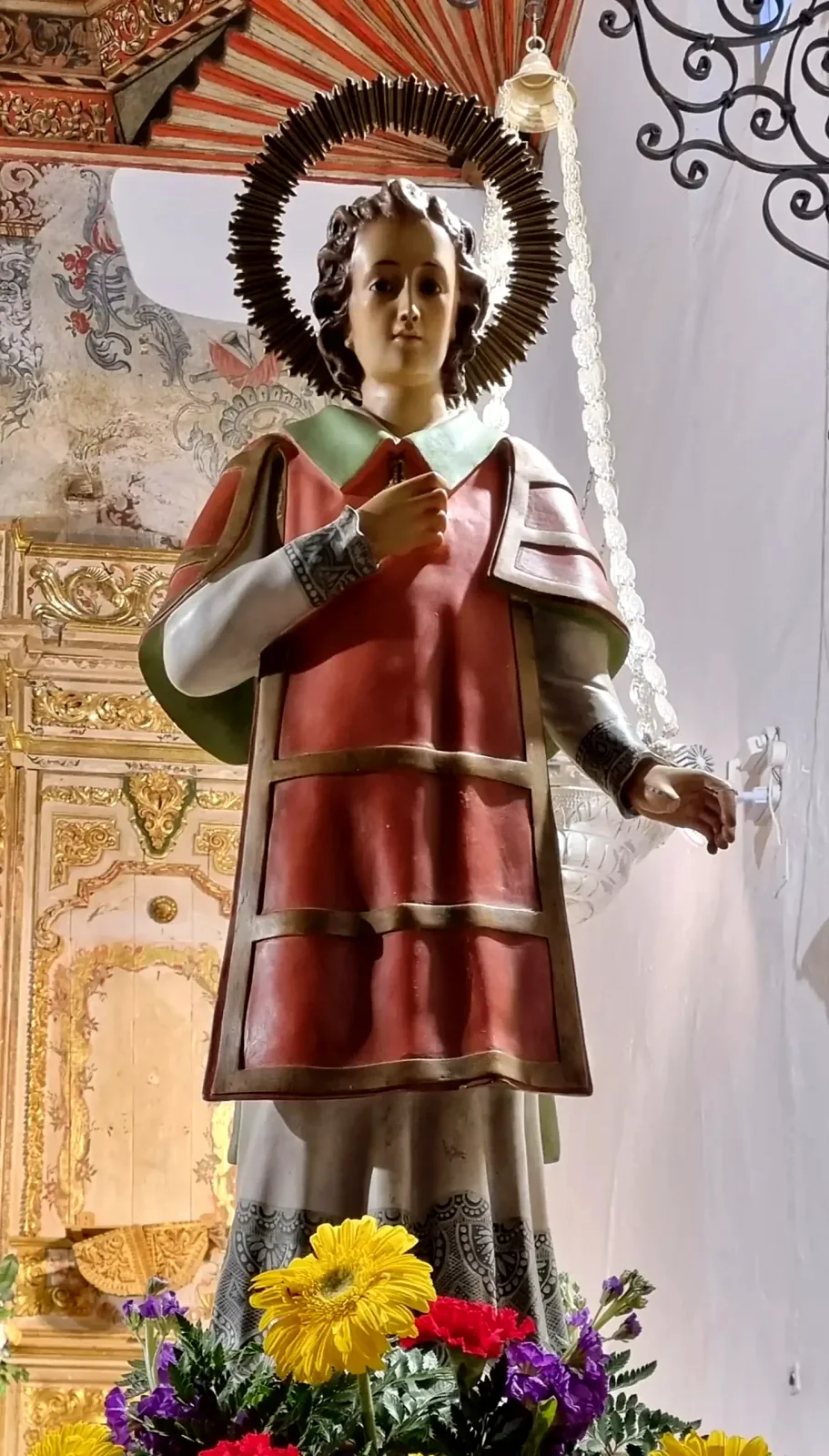 Detalle de la imagen de San Marcos en la iglesia
