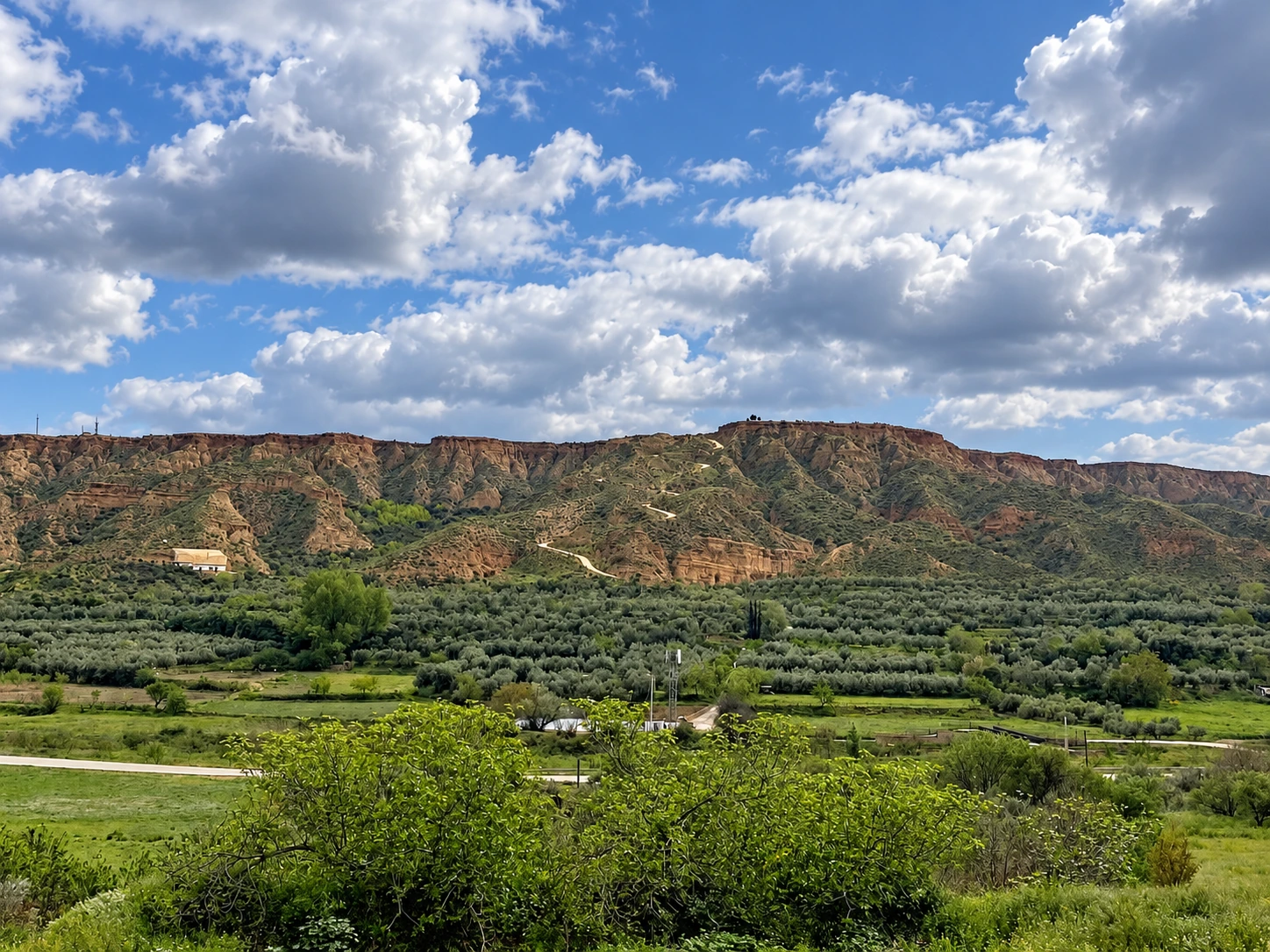 Línea elevada de El Llano sobre el paisaje agrario del valle de Beas